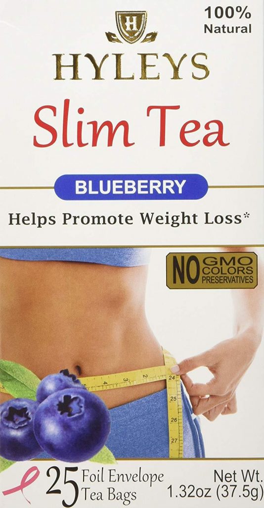 Hyleys Slim Tea Blueberry 25 Foil Envelope Tea Bags1.32 Oz Greenbay