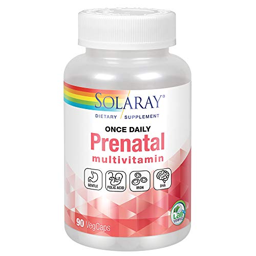 Solaray Prenatal Once Daily Multivitamin With Morning Ease Blend Plus Folic  Acid, Iron & DHA-90 Vegetarian Capsules – Greenbay Essentials