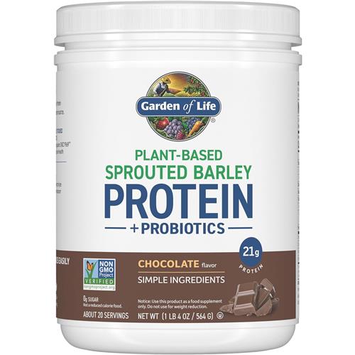 Garden Of Life Plant Based Sprouted Barley Protein + Protein Chocolate Flavor - 20 Oz