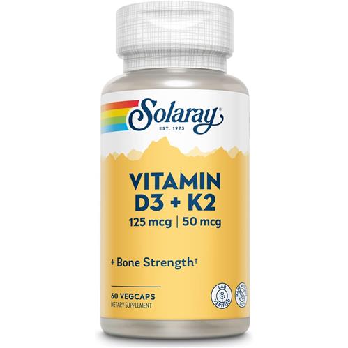 Solaray Vitamin D3 & K2 125 mcg | 50 mcg - 60 Veg Capsules