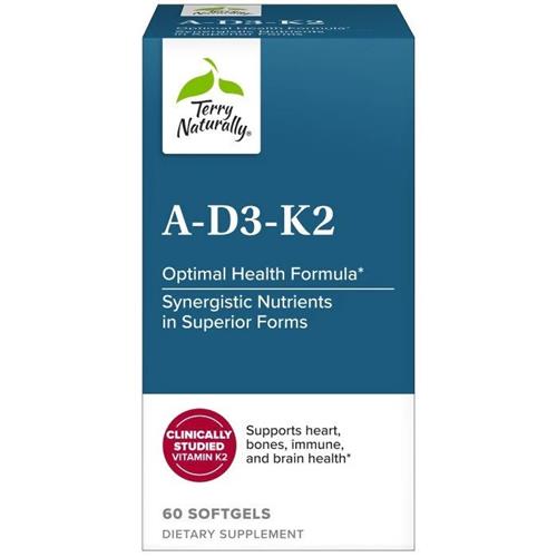 Terry Naturally Vitamin A-D3-K2 Optimal Health Formula-60 Softgels